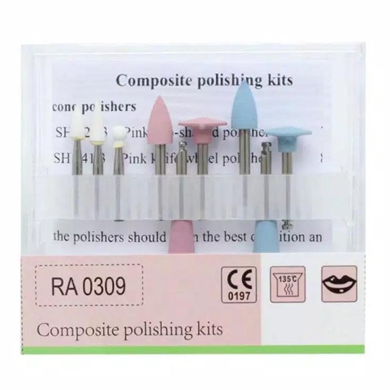 Bur Composite Polishing Kit isi 9 For Low Speed RA 0309 Poles Komposit Veneer Gigi Bor Burs / Disc Disk Set Lengkap Dental Ortho Behel