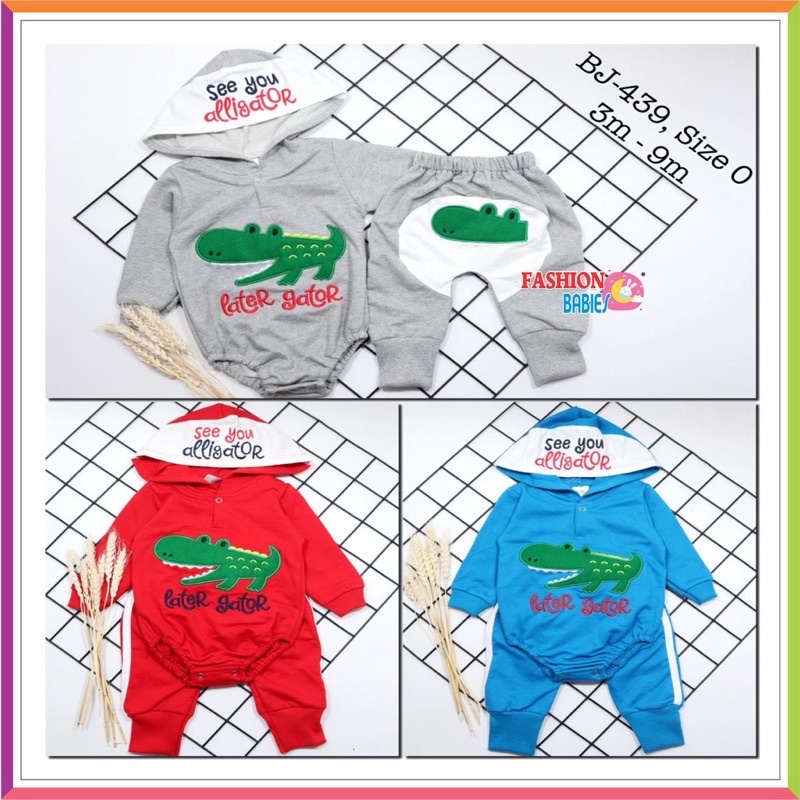 ❤ Baby Fashion ❤ SET JUMPER TOPI LENGAN PANJANG + CELANA PANJANG 3-12BLN / BABY BOY JUMPER SET