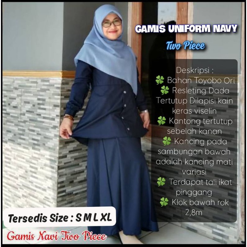 GAMIS Setelan navy - gamis depag - baju depag - baju dinas kantoran - seragam guru pns
