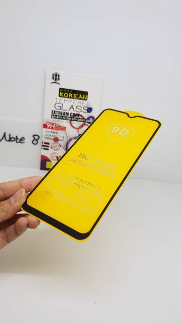 KOREAN Tempered Glass Redmi Note 8 Pro 6.3&quot; FULL SCREEN TG 5D / 9D Xiaomi Redmi Note 8 FULL GLUE