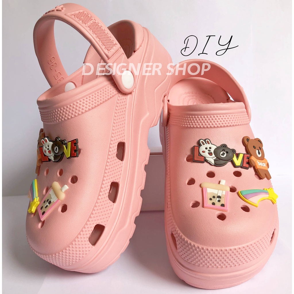 Sepatu Sandal Wanita Jelly Wedges Baim crocs Style