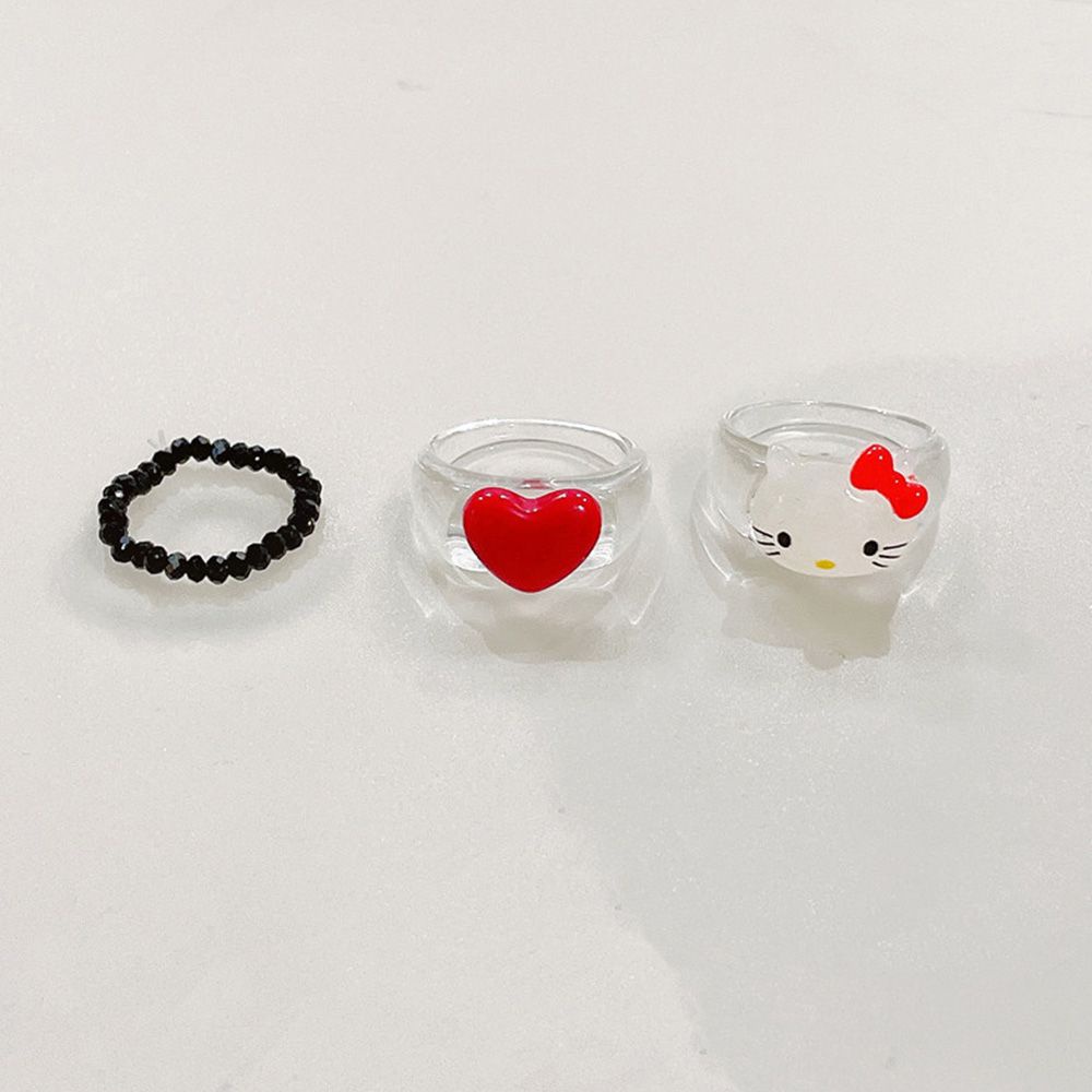 Cincin Bentuk Kucing Bahan Resin Gaya Korea Vintage Untuk Wanita