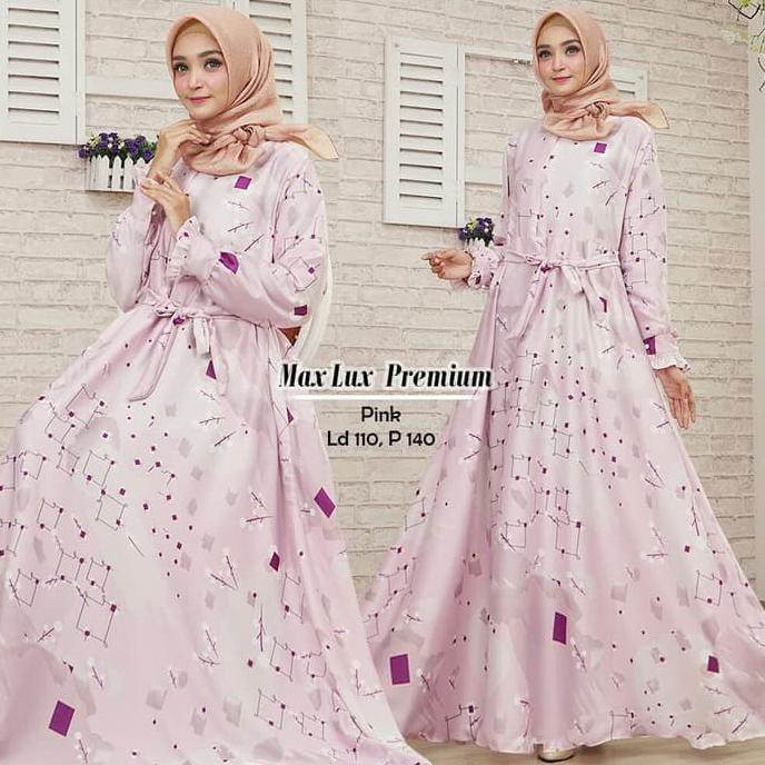 BAJU DRESS GAMIS MUSLIM PESTA MAXMARA PREMIUM MEWAH PINK