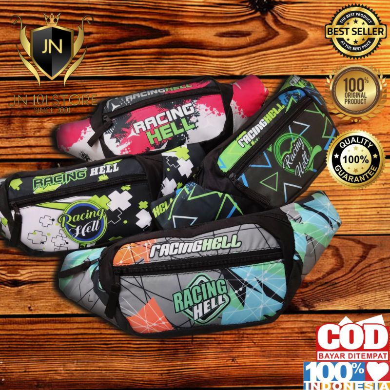 COD tas selempang cowok waist bag pria racing hell original murah bahan berkualias Tas Pinggang Cowo