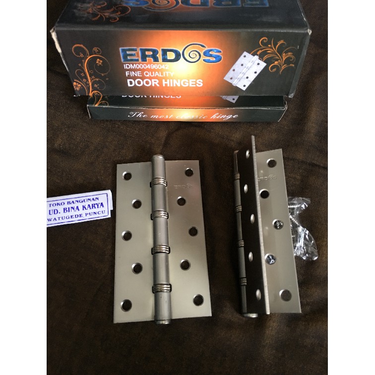 Engsel 5", Engsel Pintu 5 Inch SN ,  Engsel Tebal Silver Merek Erdos, GRT, Gomeo,