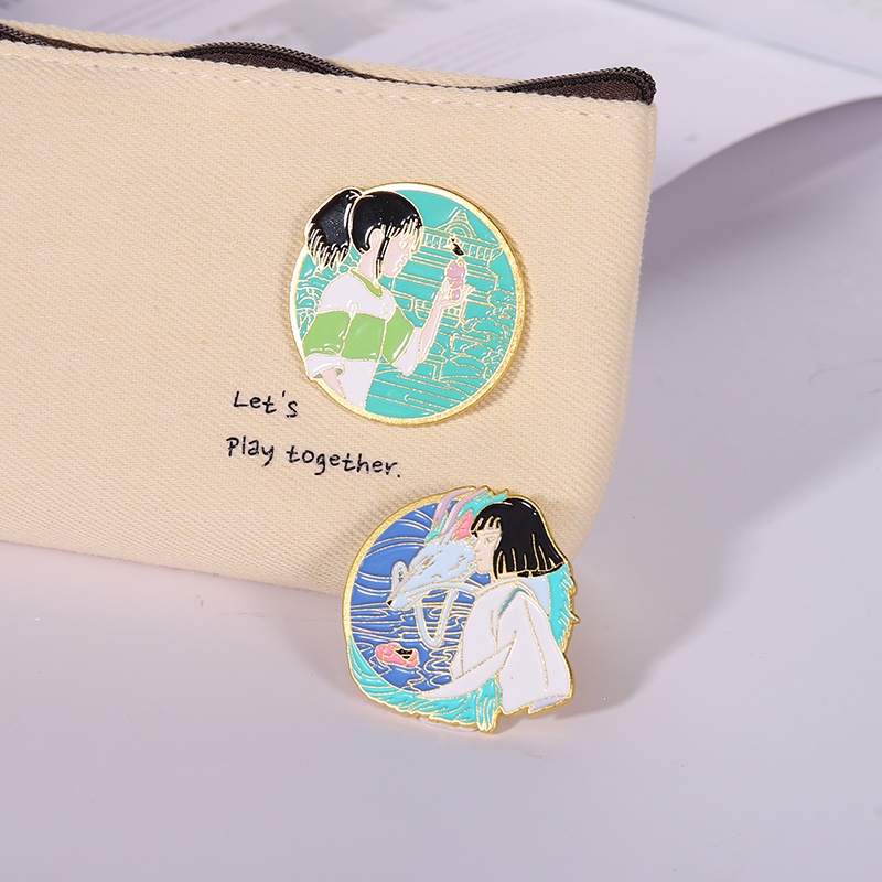 Anime White Dragon Spirited Away Enamel Pin Lapel Badge Bag Cartoon Collection Jewelry Birthday Gift