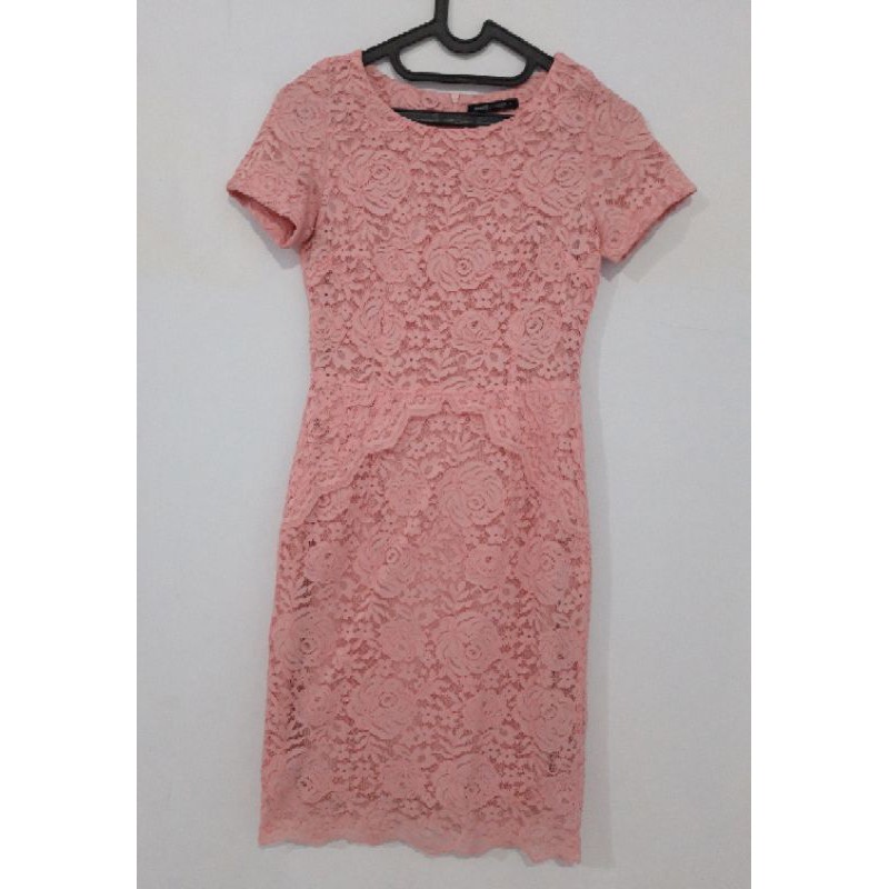 Dress Wanita Pesta Brukat Lengan pendek