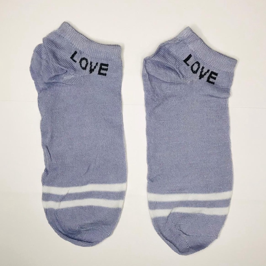 ⭐Gogoland⭐ Kaos Kaki Wanita Fashion Motif Strawberry Bunga Lebah Bee Kotak Biru Navy  Bunga Biru Green Leaf  Polos Pattern Garis Kaoskaki Pendek Korea Sock Import KK001-006-K6 BIRU LOVE