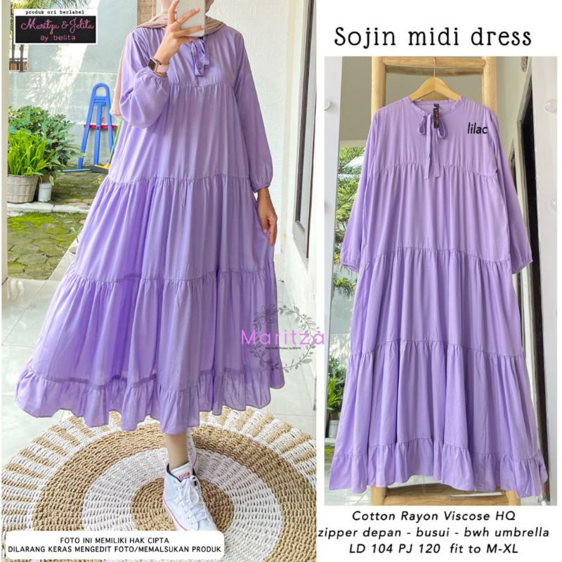 (BISA COD) Midi Dress Material Rayon Viscose Adem Lembut Nyaman High Quality LD 104 PJ 120 Busui Baw