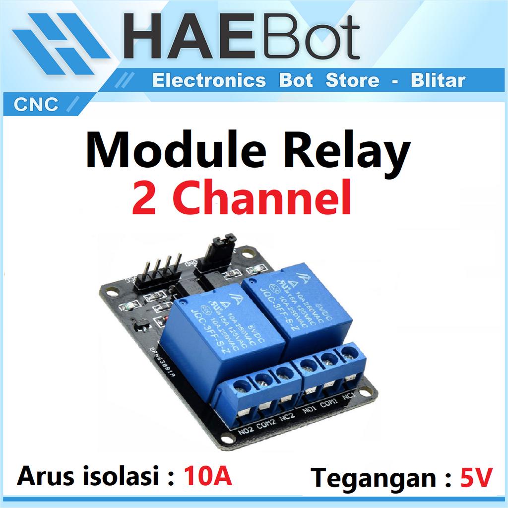 [HAEBOT] Relay Module 5V 2 Channel Aktif Low SPDT 250VAC 10A Arduino Saklar Elektronik Mikrokontroller