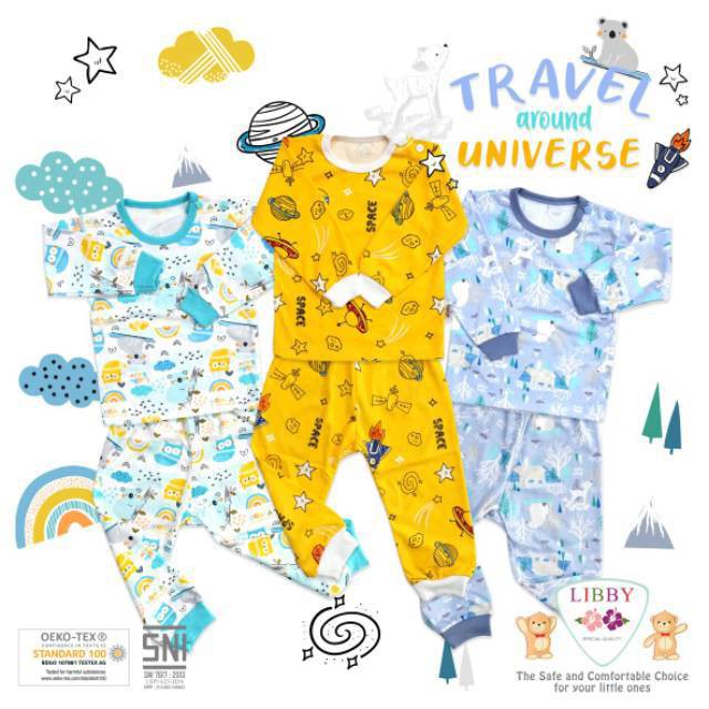 LIBBY SETELAN OBLONG PANJANG MOTIF TRAVEL ARROUND UNIVERSE