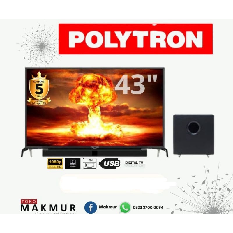 tv led polytron 43" + soundbar