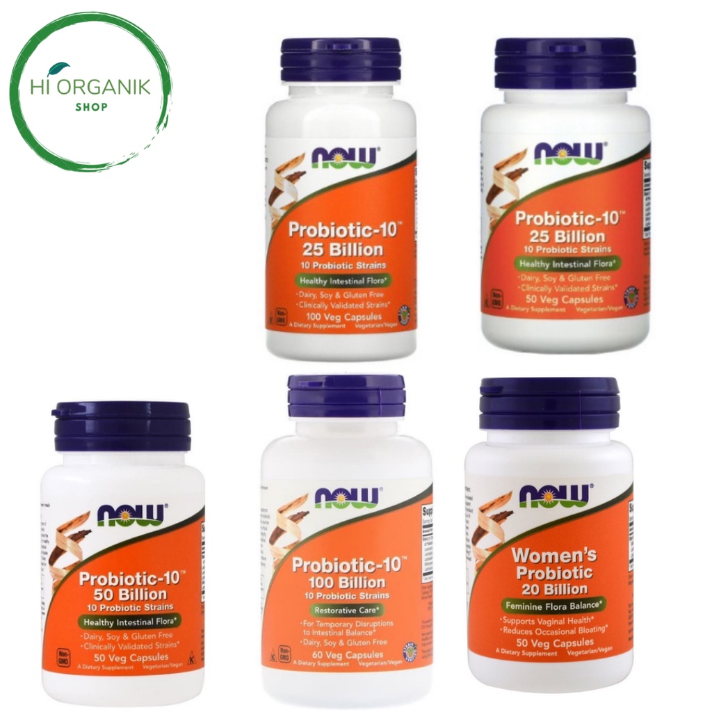 Now Foods Probiotic Probiotik Probiotics 10 25 Billion 100 Capsules ;  Probiotics 10 25 Billion 50 C