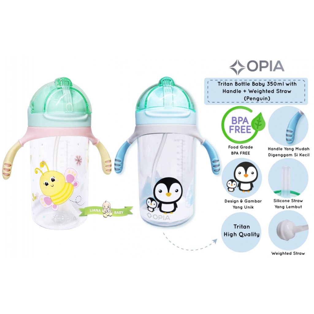 BOSU303 BOTOL OPIA TRITAN BABY BOTTLE WITH HANDLE WEIGHTED 350ML TBB350