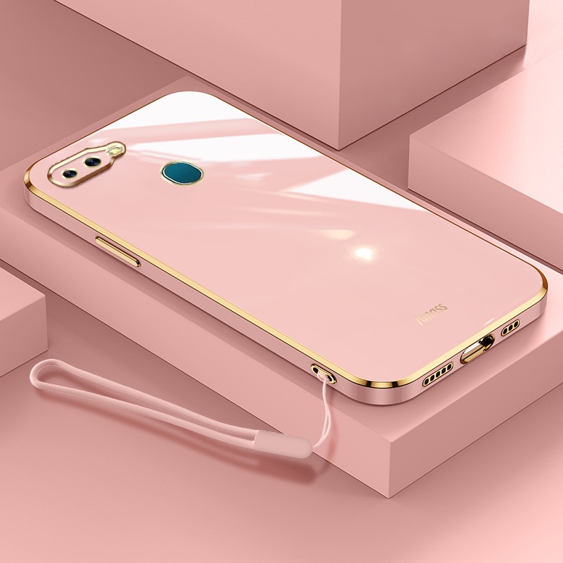 Soft case Silikon Dengan lanyard Untuk OPPO A7 A5S A12 A11K A7X F9 Pro