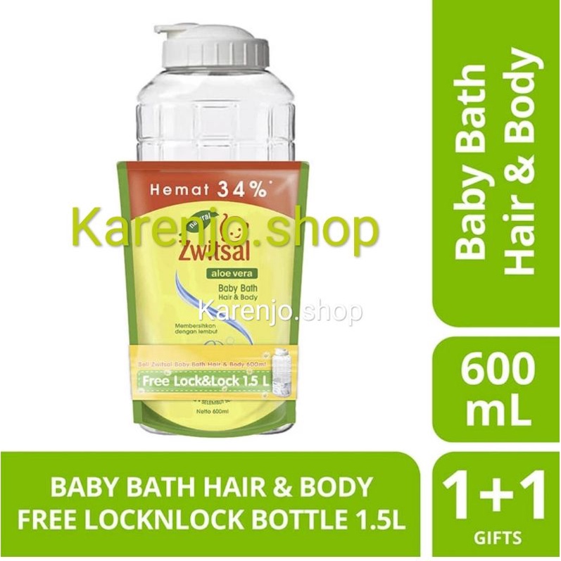 Zwitsal Baby Bath Aloe Vera Hair &amp; Body 450ml 600ml 600ml+lock&amp;lock ; rich honey 250ml