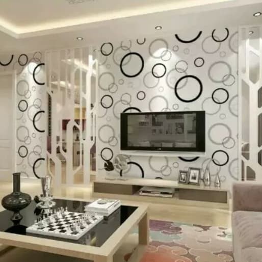 Wallpaper Dinding Motif Polkadot Putih Ukuran Panjang 10Meter x Lebar 45Cm