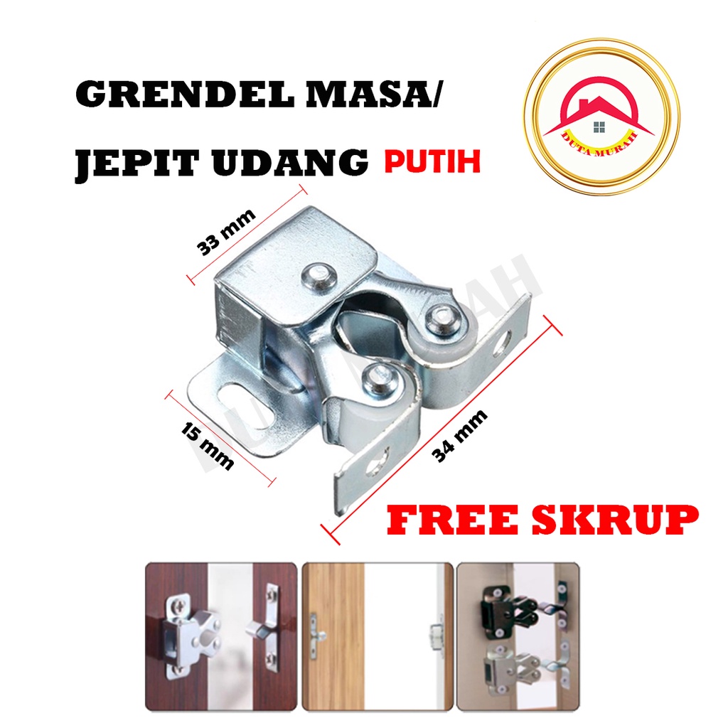 Capit Udang  Japit Udang Jepit Pintu Pengait Pintu Lemari Roller Catches Keces (200 pcs), Free Skrup