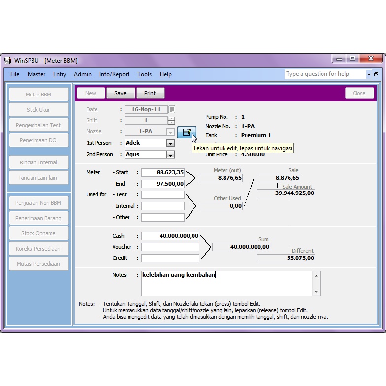 Program Aplikasi Stock Control & Pelaporan SPBU (Gas Station)