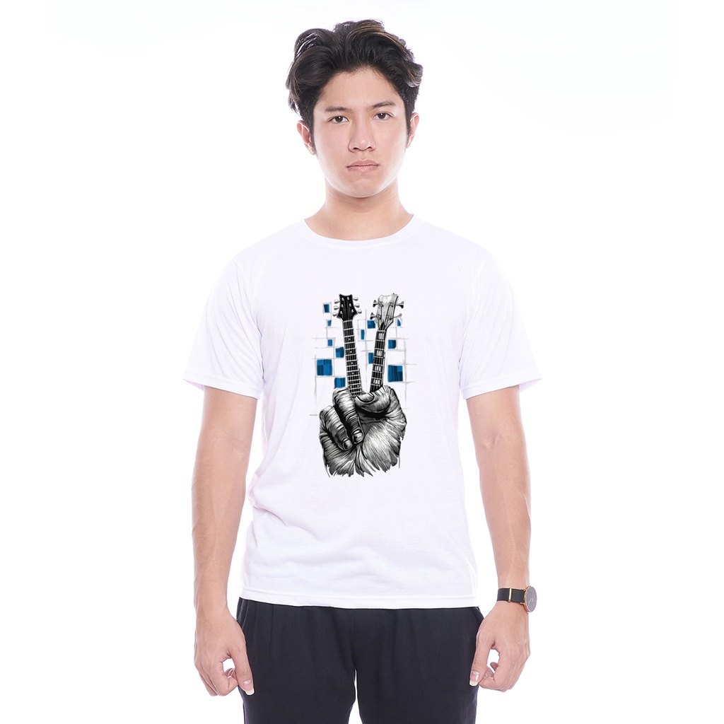 Kaos Oblong Pendek Gambar Gitar Tangan