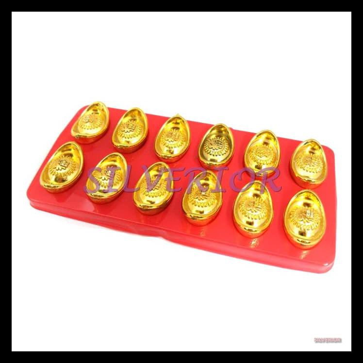 PROMO 12 Yuanbao Uang Emas Suvenir Cina China Kuno Hiasan Pajangan Imlek 3cm
