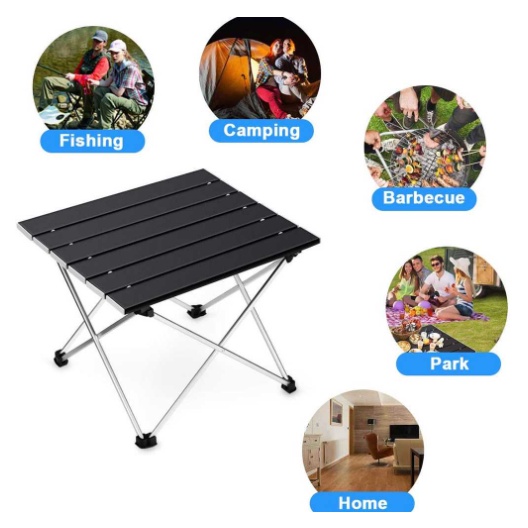 SEPADOO Meja Lipat Outdoor Large Hitam Camping Hiking Portabel