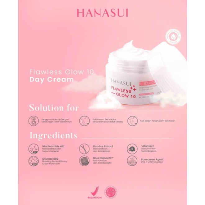 ☀️cahaya acc☀️hanasui flawlees glow 10 day cream