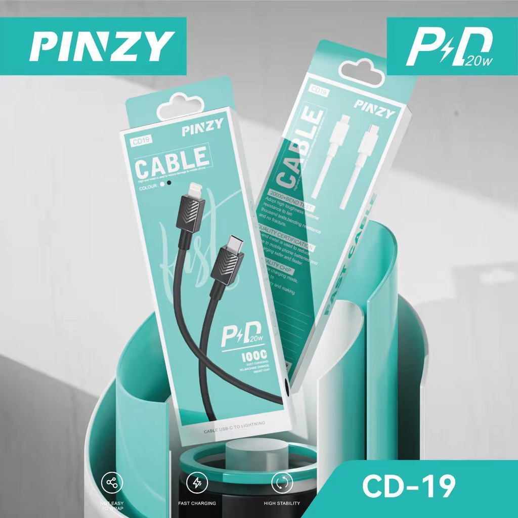 Kabel Data PINZY CD19 C to Lightning PD 20W Fast Charging ORIGINAL