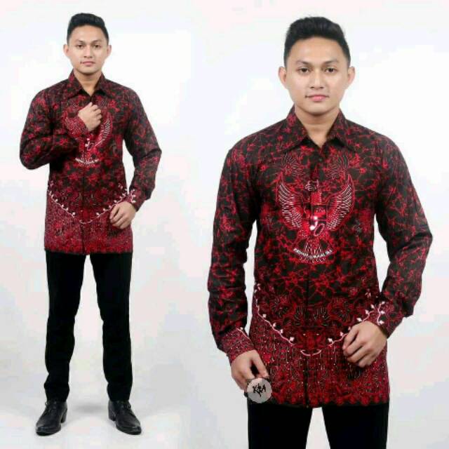 BAJU BATIK KANTOR LENGAN PANJANG MOTIF GARUDA BATIK PLIKET