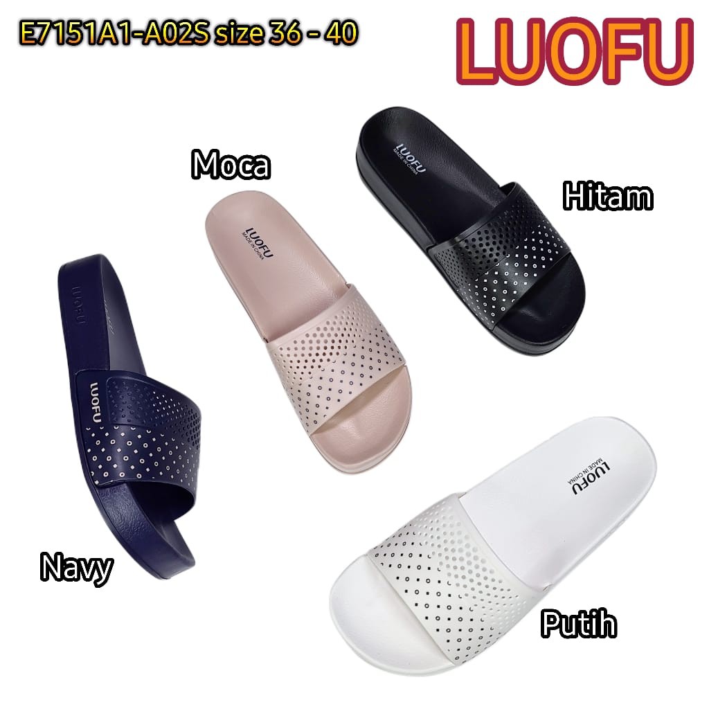 LUOFU ORIGINAL jelly sandal karet murah empuk wanita slide import selop cewek E7151A1-A02S