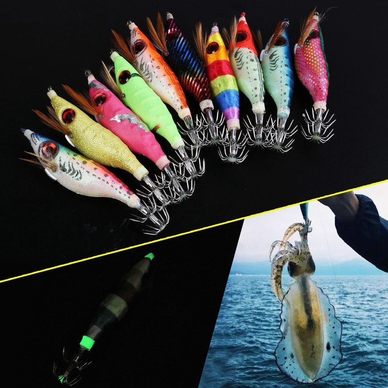 Sougayilang 10 cm/10g Gurita Udang Umpan Fishing Lure Desain Bercahaya Memancing Umpan Untuk Memancing Di Luar Ruangan