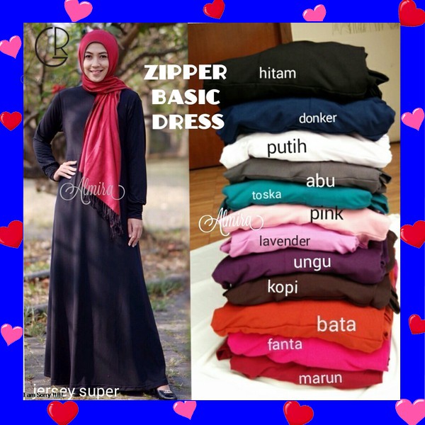 Gamis Polos Manset Gamis Dalaman Zipper Basic Dress Jersey Super Busui Friendly Griyaraditya Almira