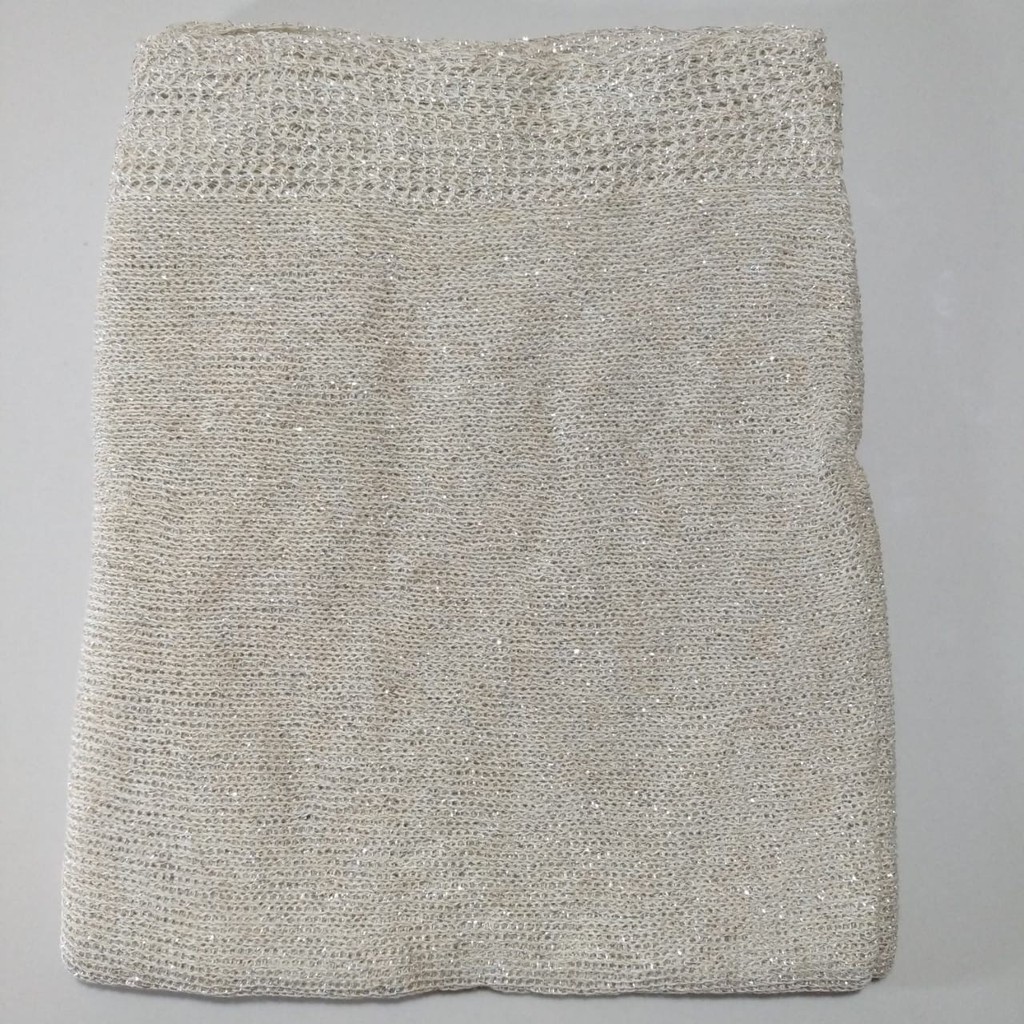 PASHMINA RAJUT GLITTER TERLARIS BAHAN BERKUALITAS HIJAB JILBAB PENGANTIN WISUDA WEDDING-CREAM