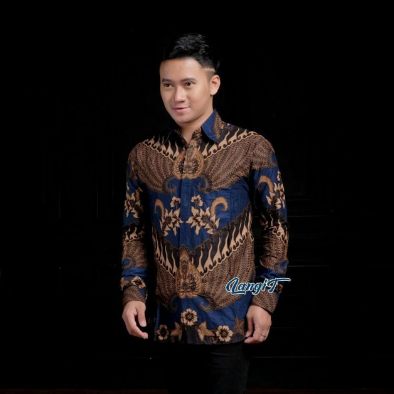 Batik Pria Lengan Panjang BATIK NAKULA HRB026 motif KERATONAN Kode 002 size M L XL XXL Reguler