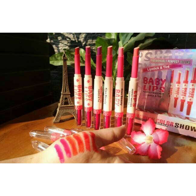 [ 1 SET ISI 8 ] KISS BEAUTY 2IN1 (Lipstick + Liptint)  /LIPTINT / LIPSTICK