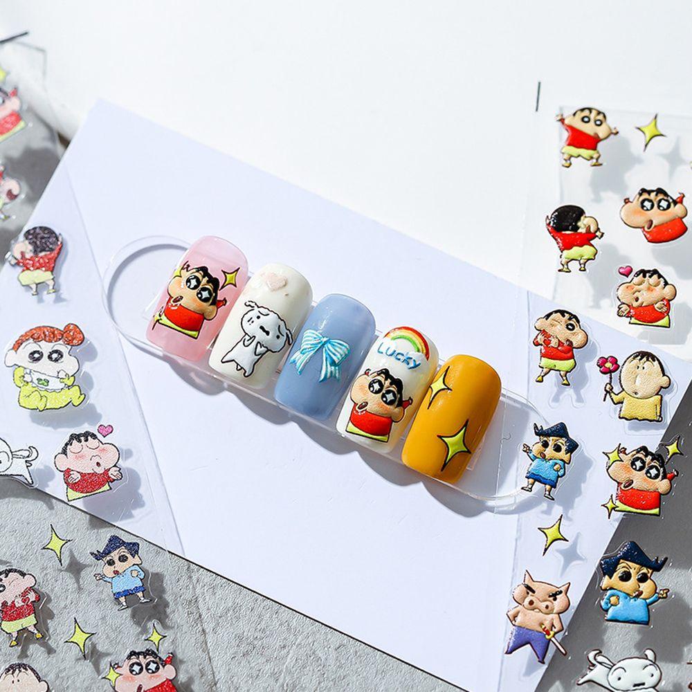 Mxbeauty Kartun Stiker Kuku Lucu 3D Relief Anjing Winnie Bear Self Adhesive DIY Dekorasi Nail Art