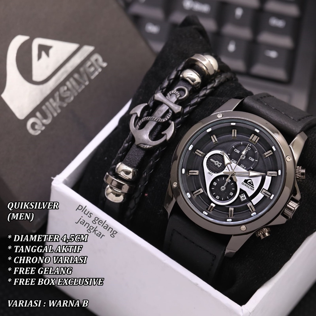 (FREE BOX) JAM TANGAN PRIA FASHION TALI KULIT BODY BULAT TANGGAL AKTIF FREE GELANG