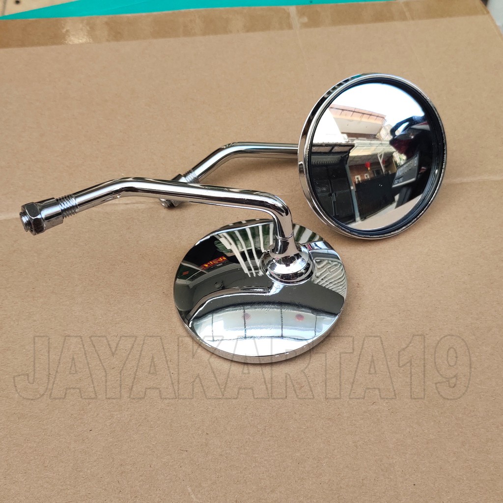 Spion Bulat Cembung / Retro Besi Chrome Baut Honda