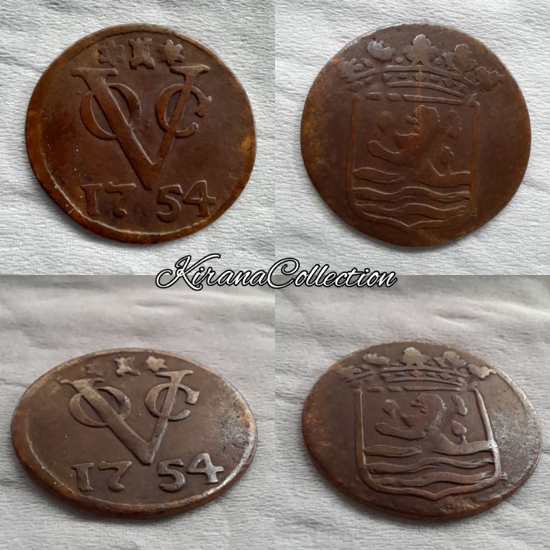 LOT.6 LOGAM KOIN KUNO VOC ZEELAND 1 DUIT 1754