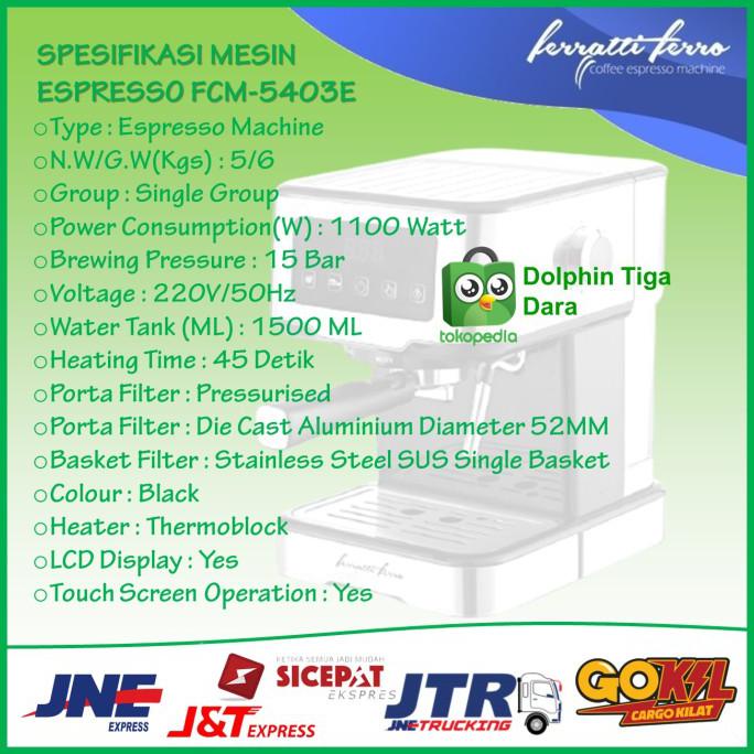 Mesin Kopi Espresso Ferro FCM-5403E - Hitam, 1.5L, 240 Cup
