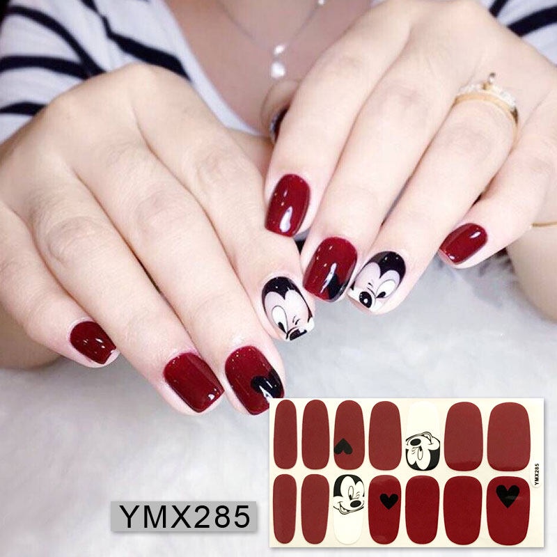 Ymx 14pcs / set YMX6 Stiker Kuku Motif Kartun Grafiti / Leopard Aksen Glitter Anti Air Untuk Nail Art