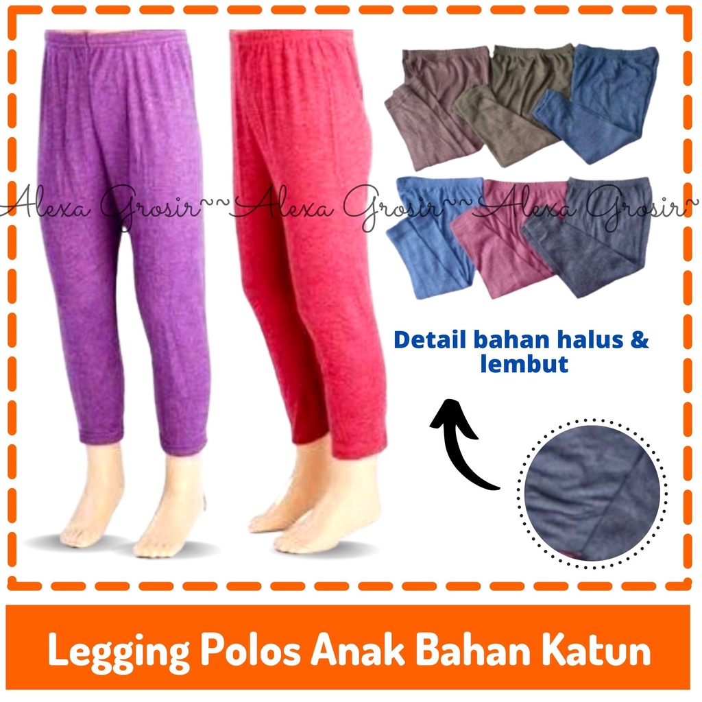 Celana Legging Panjang 1-2 Tahun Warna Polos Bahan Katun untuk Anak Perempuan