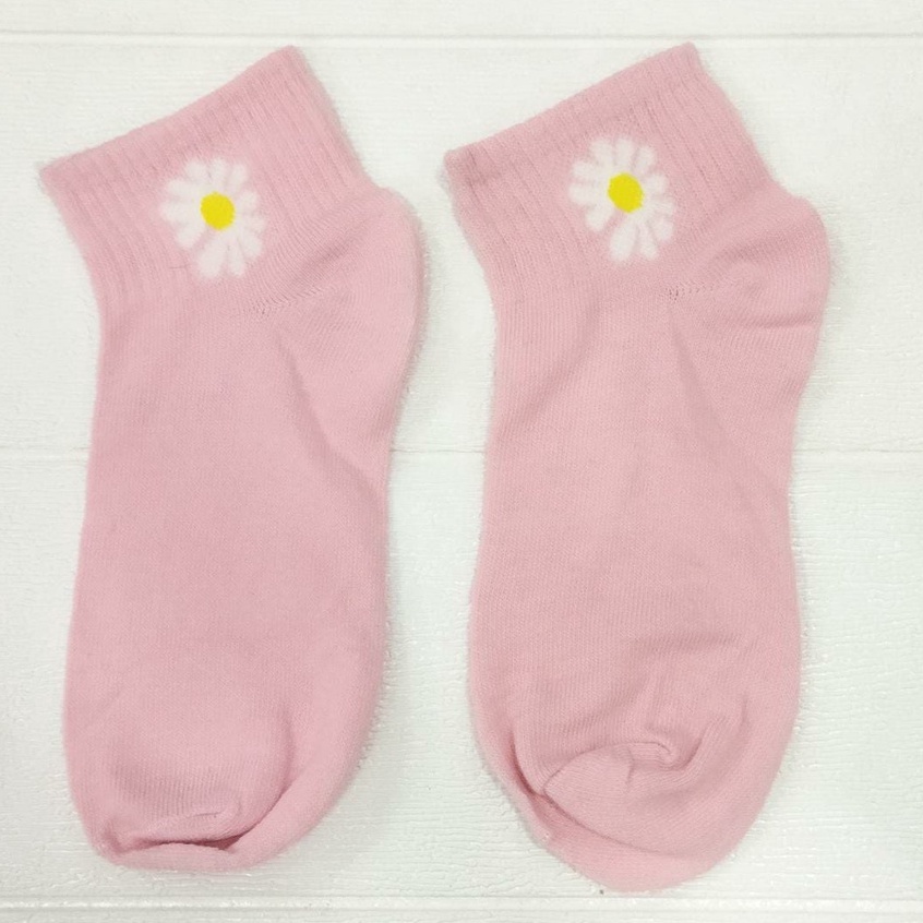 ✧YUKSHOPING✧ Kaos Kaki Ankle H185 Motif Bunga Daisy Gaya Korea Untuk Kaos Kaki Wanita Motif R456-PINK