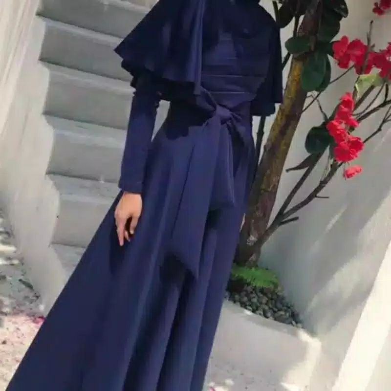 GAMIS Dress 70734 TITANIUM SCUBA Fashion Muslim CLARA RANA MAXI prewed gamis Prewedding dress muslim-3
