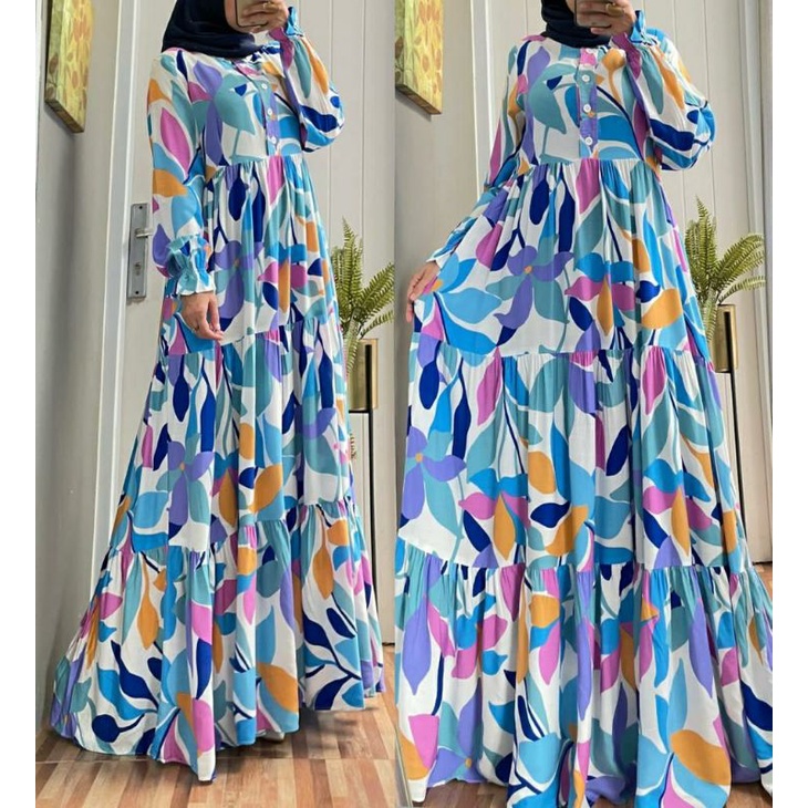 Kirana Maxy, MAXIDRESS /GAMIS WANITA MUSLIM SUPER CANTIK MODIS FIT XXL LD 110 BAHAN RAYON VISCOSE PREMIUM OOTD MODIS