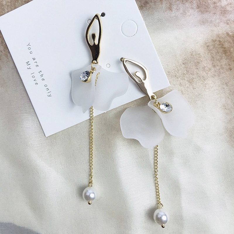 Anting Tusuk Gantung Bahan Sterling Silver 925 Desain Balerina Gaya Perancis / Retro / Elegan Untuk Wanita