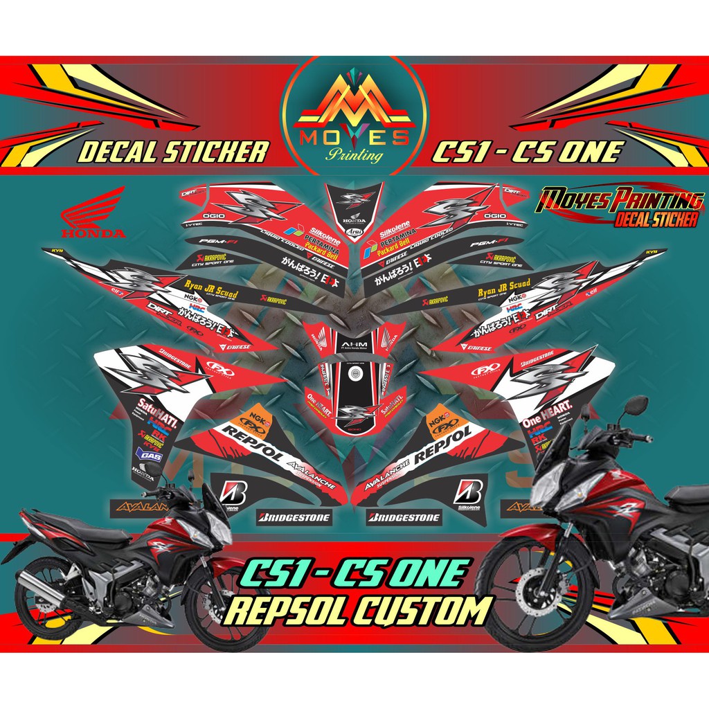 Sticker CS1 Striping CS-One Decal Honda CS One Motif Repsol Custom
