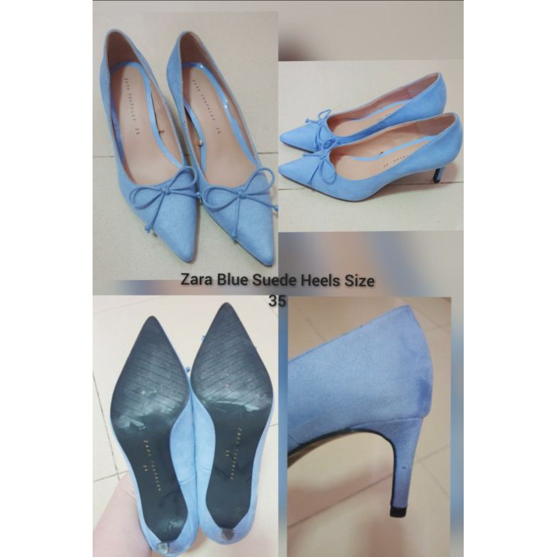 Sepatu Heels Zara Biru Size 35 Sepatu Pita Bow Heels
