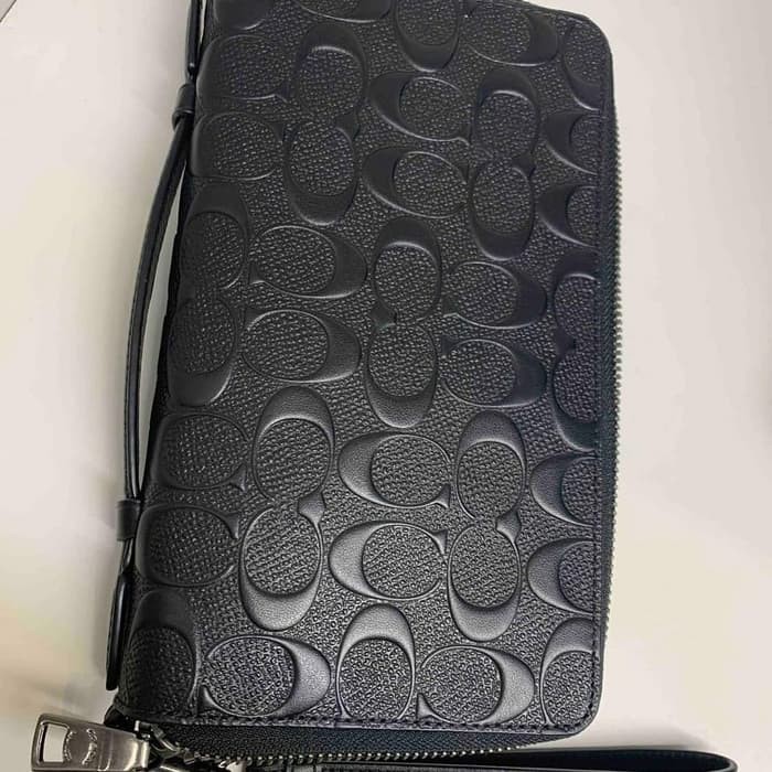 coach clutch men black embosed