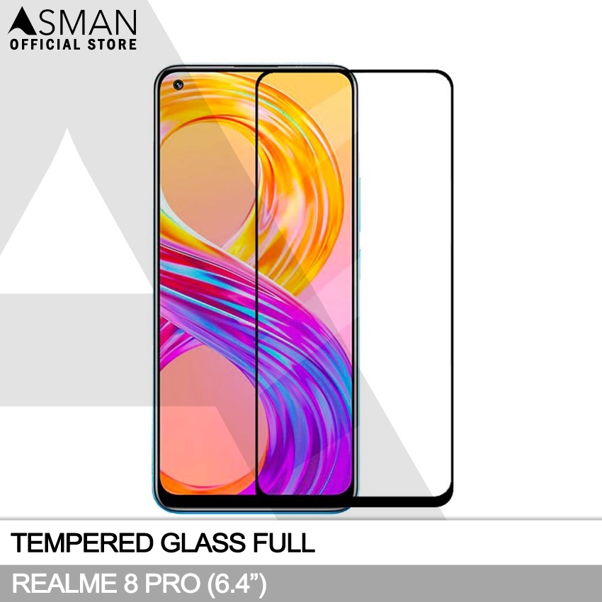 Tempered Glass Full Realme 8 Pro (6.4&quot;) | Anti Gores Kaca - Hitam